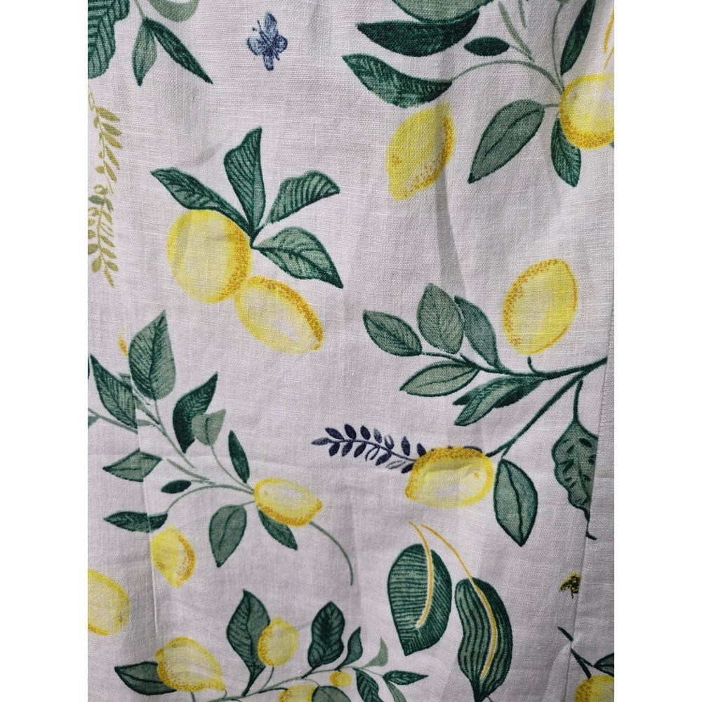 Hobbs London 100% Linen Lemon Print Sleeveless Shift Dress White Yellow US 8 - Picture 3 of 7